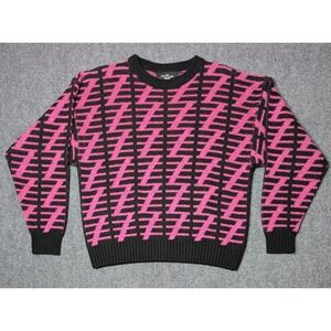 Vtg The Aspen‎ Lid Women Size Medium Made in USA Wool Blend Sweater Pink/ Black